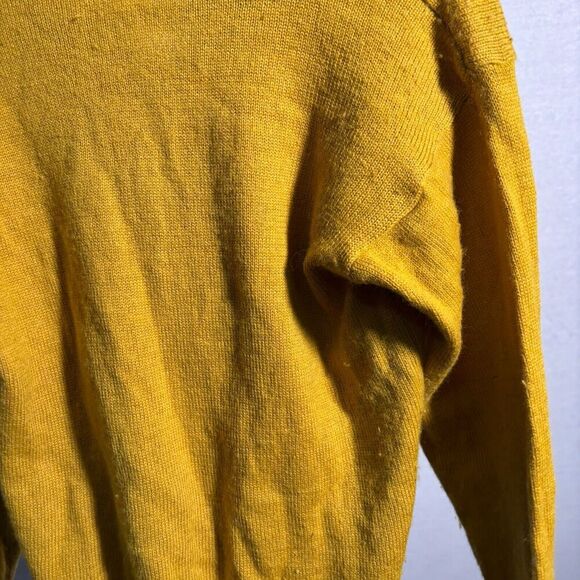 L'Homme Raffine Japanese 100% Wool Bright Yellow Sweater V Neck Mens M Academia - Picture 4 of 7